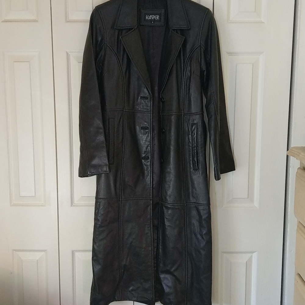 Kasper Black Full length 💯% leather jacket